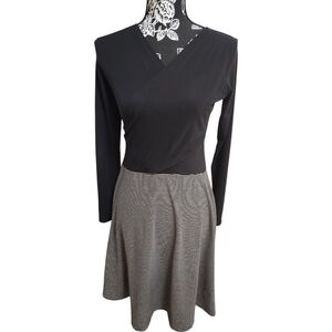 Maggie's Organics Fit & Flare Mock Wrap Dress Organic Cotton Small